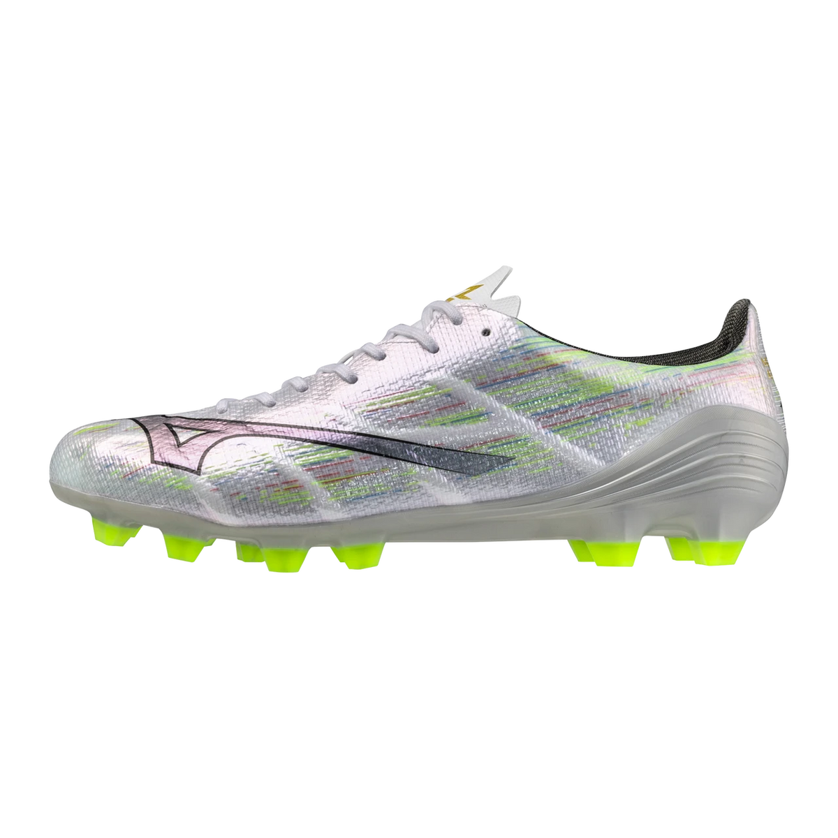 Mizuno Alpha II Pro FG Firm Ground Soccer Cleat, White/Neon Green