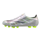 Mizuno Alpha II Pro FG Firm Ground Soccer Cleat, White/Neon Green