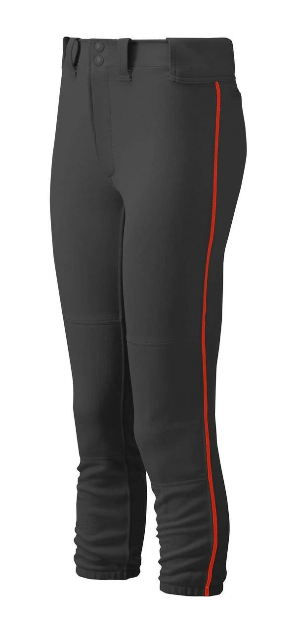 Youth Girl's Belted Piped Softball Pant