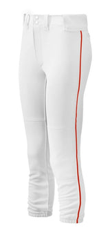 Youth Girl's Belted Piped Softball Pant